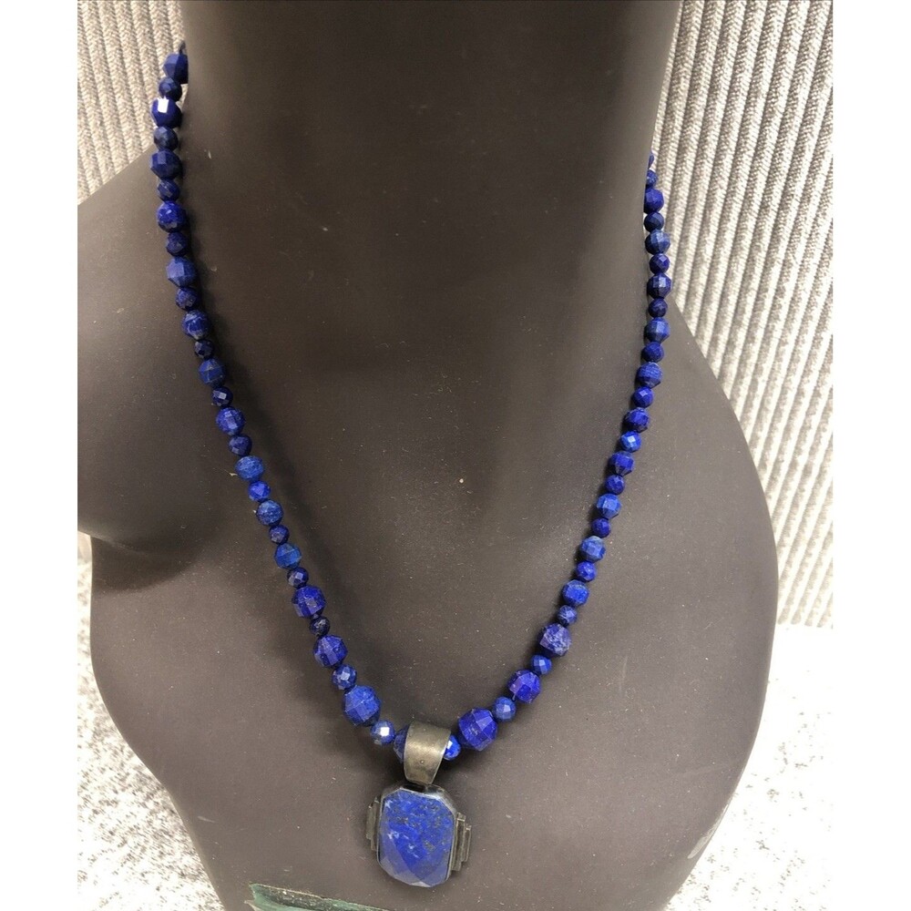 My Finds By Jay King Necklace And Pendant Silver Oxidation Checkerboard Lapis